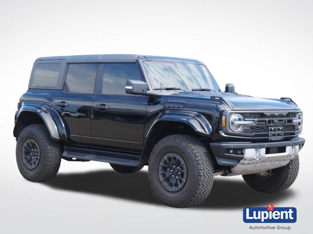 2024 Ford Bronco Raptor in Shadow Black — front three-quarter view