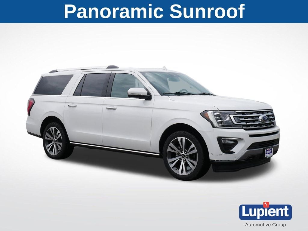 2021 Ford Expedition Max Limited in White Metallic — front three-quarter view