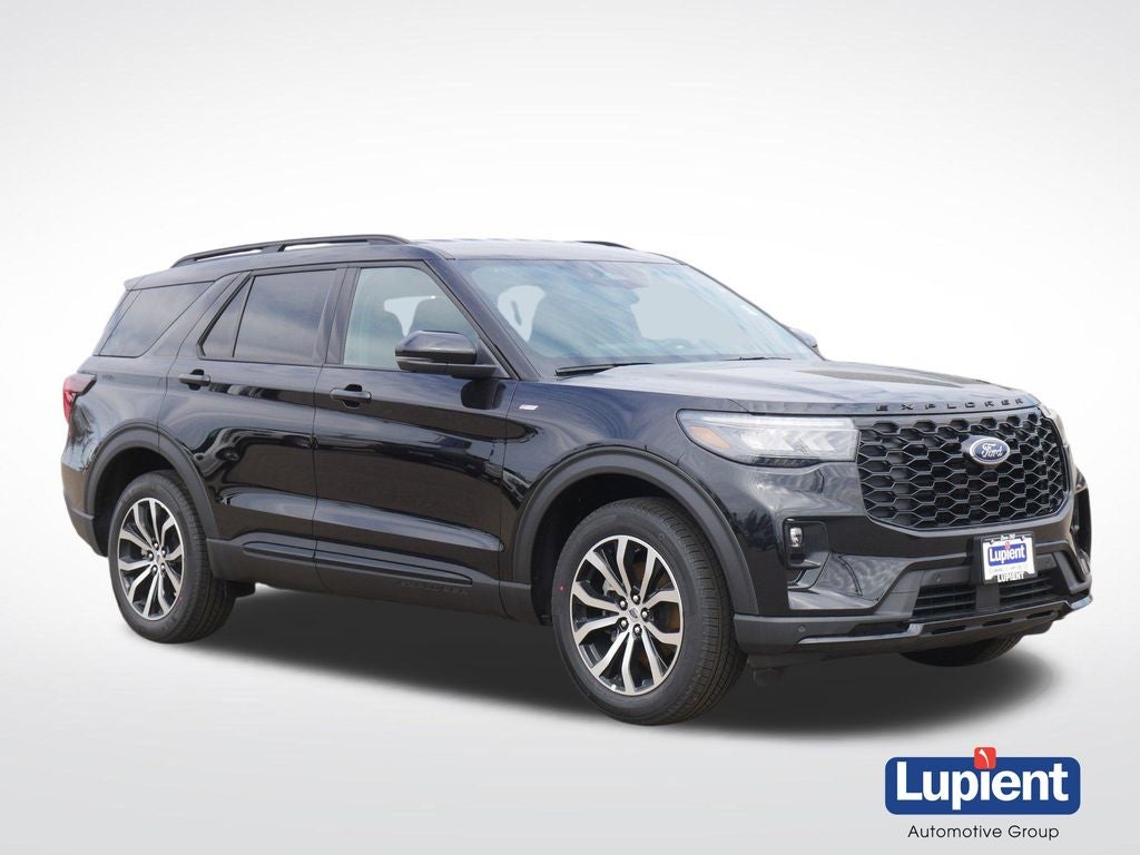 2026 Ford Explorer ST-Line in Black Metallic — front three-quarter view